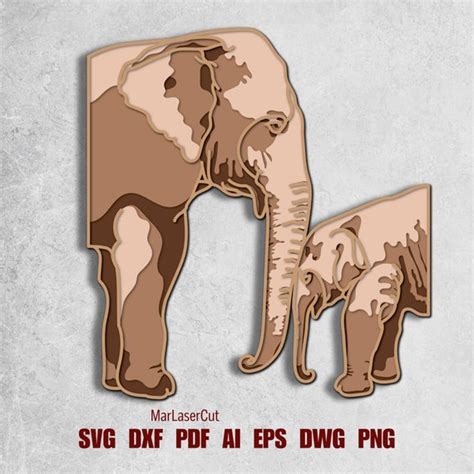 Multicapa Elefante Corte L Ser Archivo D Elefante Mandala Capas Dxf