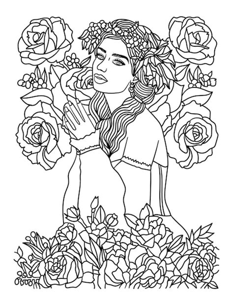 Premium Vector Flower Girl Coloring Page For Adults