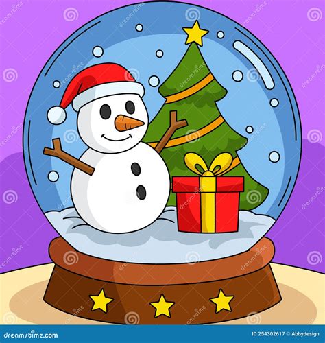 Christmas Snow Globe Colored Cartoon Illustration Stock Vector