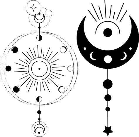 B Hmischer Halbmond Mit Sternen Und Strahlen Astrologie Illustration