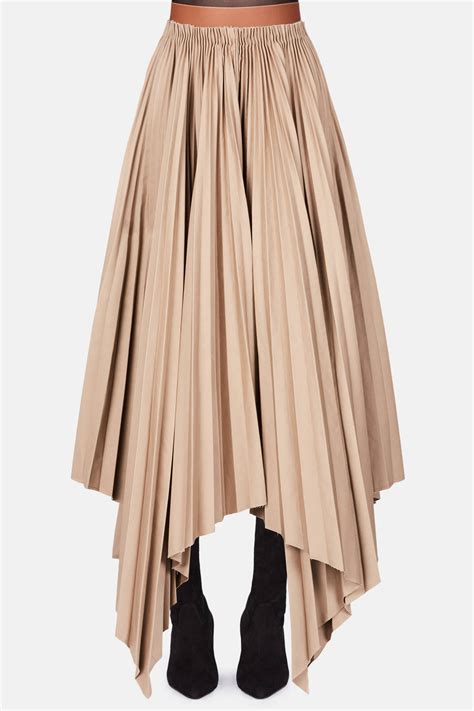 Pleated Irregular Hem Skirt Caramel The Line