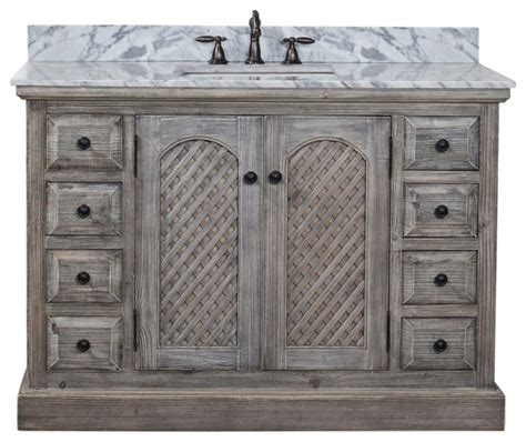 Single Sink Vanity With Carrara White Marble Top With Rectangular Sink