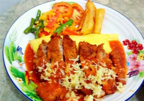 Resep Chicken Shnitzel Omelette Rice Oleh Merlin Lie Cookpad