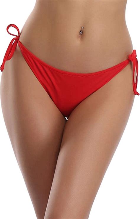 Shekini Womens Bikini Bottom Tie Side Swim Bottom Ruched Back