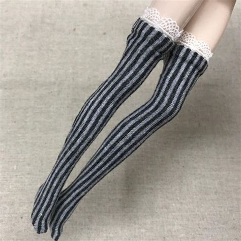 💰köp Billigt Online 5pairslot Zebra Striped Doll Stockings For Blythe Dolls Elastic Thigh High