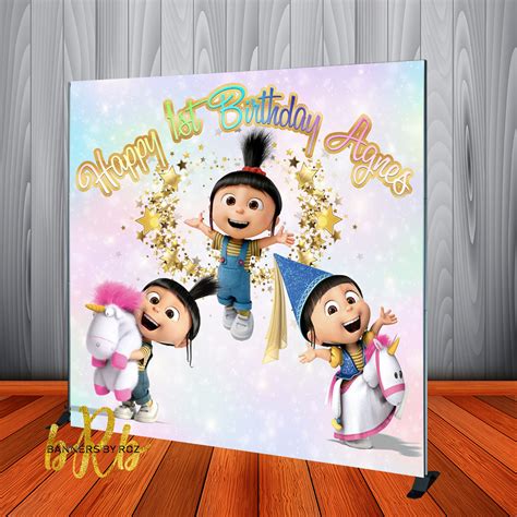 Despicable Me Agnes Pastel Birthday Party Backdrop Personalized Print