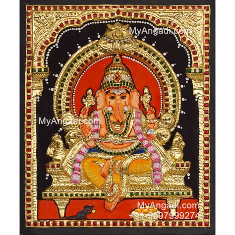 Ganesha D Embossed Tanjore Painting Ganesha D Tanjore Paintings