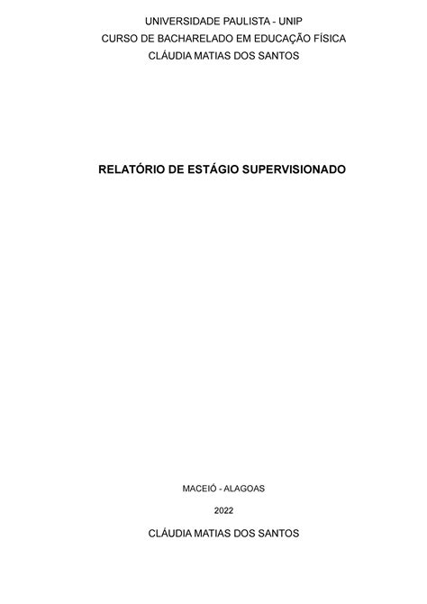 Relatorio De Estagio Educação Fisica Bacharelado Pronto