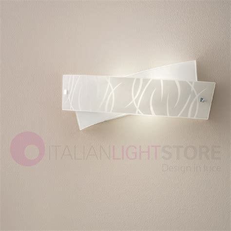 Agnese Am Gea Luce Applique Moderna Vetri Serigrafati Decorati Bianco