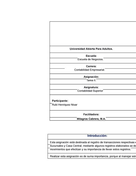 Tarea Ii De Contabilidad Superior Docx Universidad Abierta Para