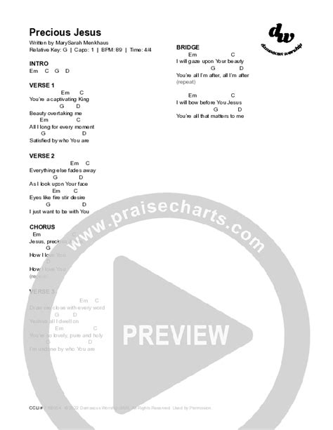 Precious Jesus Chords Pdf Damascus Worship Marysarah Menkhaus