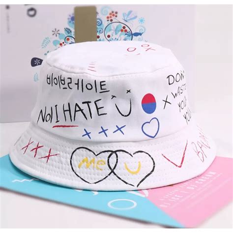 Jual TOPI BUCKET HAT I Hate U PRIA WANITA Putih Bolak Balik Aneka Warna