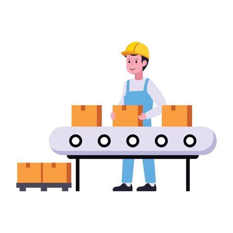 Industrial Production Flat Illustration Of Conveyor Belt