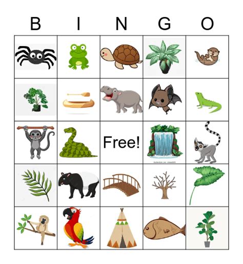 Jungle Bingo Card