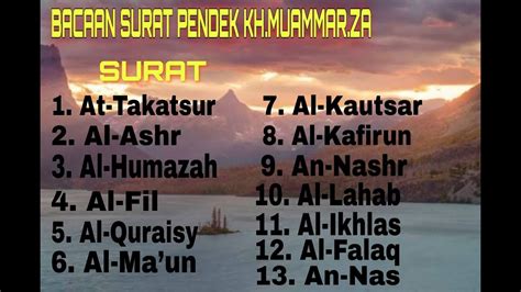 BACAAN SURAT PENDEK MERDU KH MUAMMAR ZA KhMuammarZA YouTube