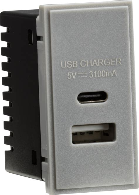 Dual Usb A C Charger Module 5v Dc3 1a Max 15 5w 25x50mm Grey Ml Accessories