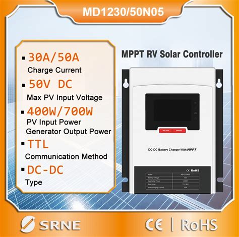 SRNE MPPT RV Controlador De Carga Solar Regulador Do Painel Solar Para