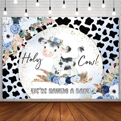 Amazon AIBIIN 7x5ft Holy Cow Baby Shower Backdrop For Boy We Are