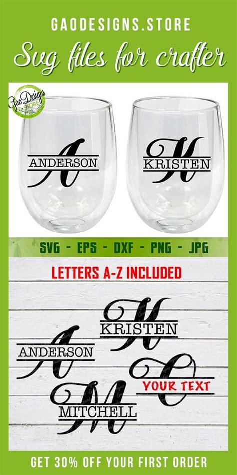 Split Monogram Svg Full Alphabet A Z Split Letter Svg Initial Svg Frame