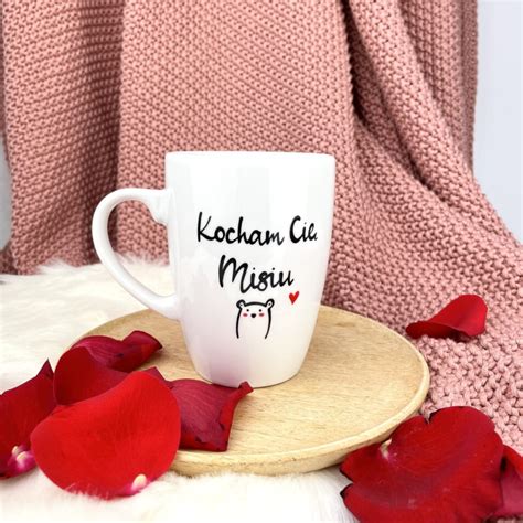 Kubek Kocham Cię misiu ręcznie zdobiona porcelana Kika Handmade