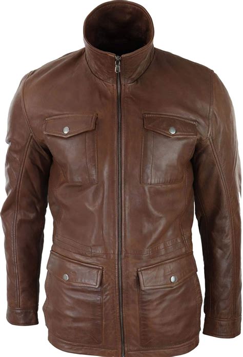 Chaqueta Abrigo De Cuero Real Cl Sico Color Marr N Bronce Estilo