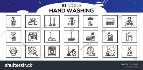 Hand Washing Line Icon Set Simple Stock Vector Royalty Free