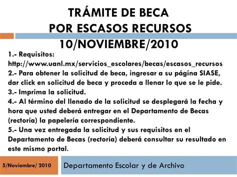 Ppt Tr Mite De Beca Por Escasos Recursos Noviembre Powerpoint