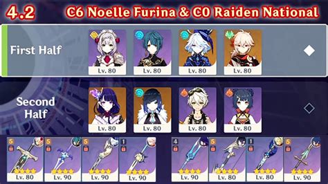 C6 Noelle Furina And C0 Raiden National Spiral Abyss 42 Floor 12 9