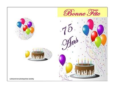 Carte anniversaire 75 ans à Imprimer CARTES ANNIVERSAIRE IMPRIMER