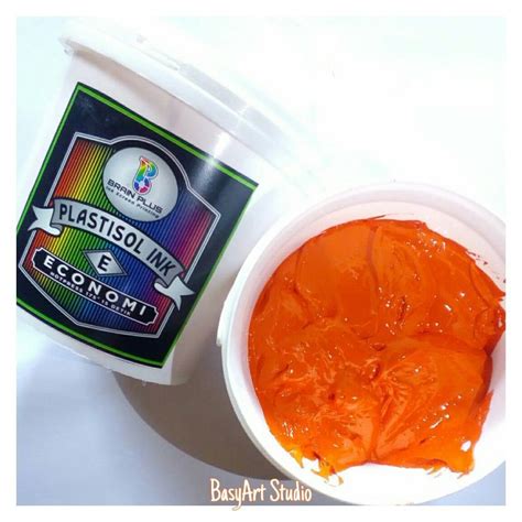 Jual Tinta Sablon Plastisol ORANGE Ekonomi Brain Plus 1 KG Shopee