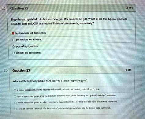 Solved Question Pts Single Layered Cpithelial Cells Line Scveral