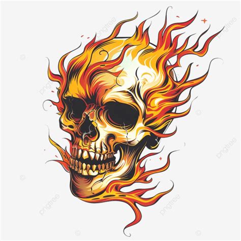 Tête De Mort Et Conception De Flamme PNG Motif Feu Crâne Image PNG