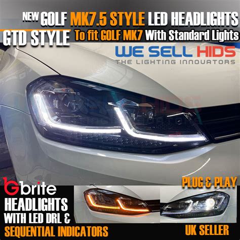 Vw Golf Mk Mk Headlamps Led Drl Bi Xenon Gtd Swipe Sequential