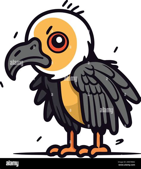 Cute Vulture Isolated On White Background Vector Cartoon Illustration