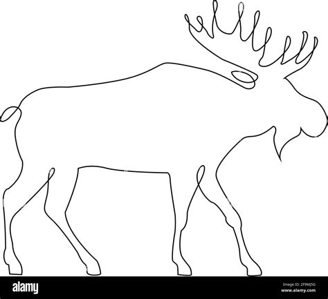 Minimalistic One Line Moose Deer Icon Moose Or Caribou Reindeer One