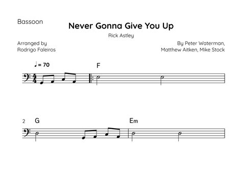 Never Gonna Give You Up Arr Rodrigo Faleiros By Rick Astley Sheet