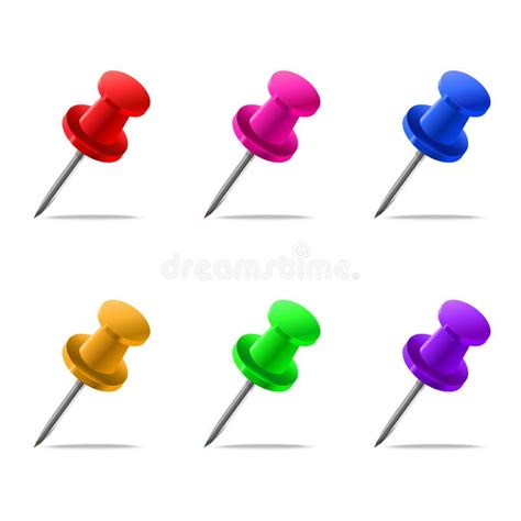 Set Of Pins Isolated On White Background Stock Vector Illustration Of