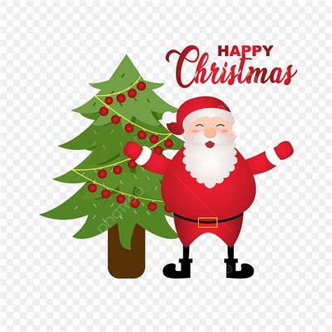 Gambar Santa Dengan Desain Pohon Natal Hadiah Santa Pohon Png Dan