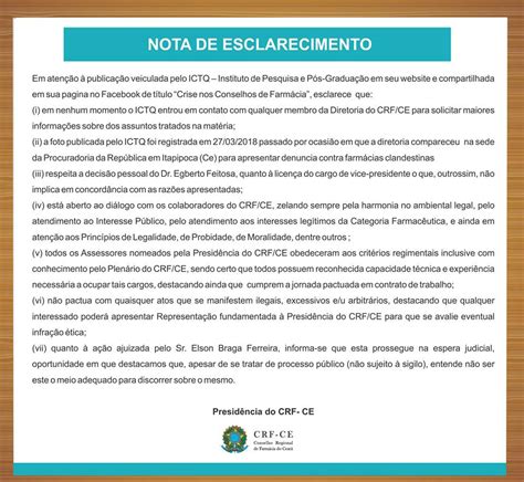 Nota De Esclarecimento Crf Ce