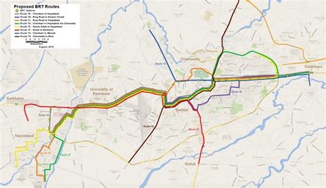 Peshawar Rapid Bus Transit Route Map Brt Corridor And Feeder Routes