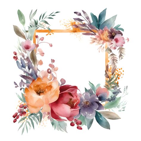 Minimalist Floral Frame With White Flowers And Leaves Png Transparent