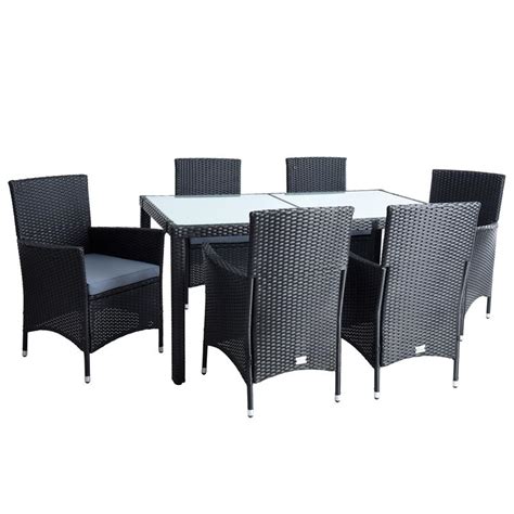 Poly Rattan Sitzgruppe Essgruppe Gartenmöbel Set 6 Personen Gartenset