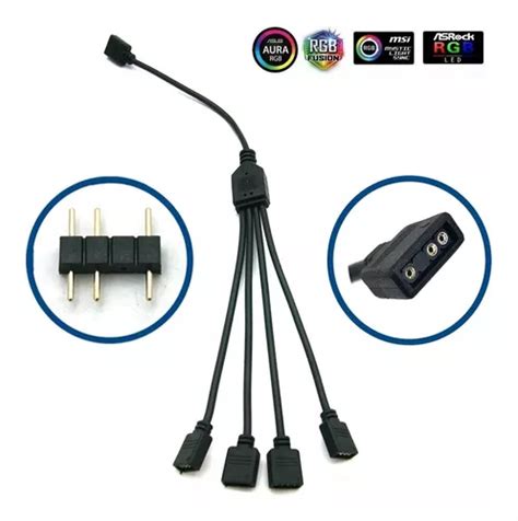 Cabo Adaptador Divisor Rgb 5v 3 Pinos Para 4 Saídas 50cm Escorrega o