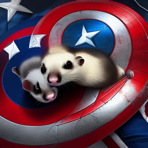 A Ferret Is Cuddling Captain America Hyperdetailed Stable Diffusion