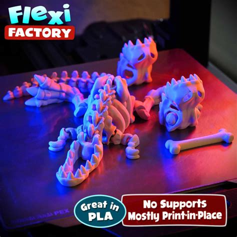 3D Printable Public Release Flexi Factory Skeleton T Rex By Flexi Factory