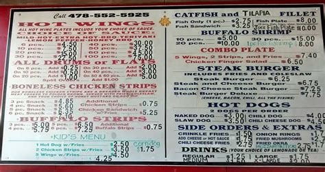 Menu at Hot Wings & Things restaurant, Sandersville