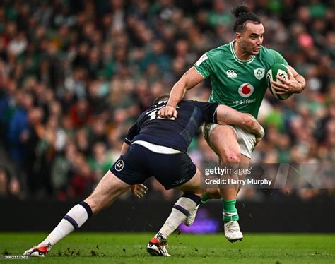 Dublin Ireland 16 March 2024 James Lowe Of Ireland Is Tackled By