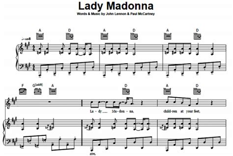 The Beatles Lady Madonna Free Sheet Music Pdf For Piano The Piano Notes