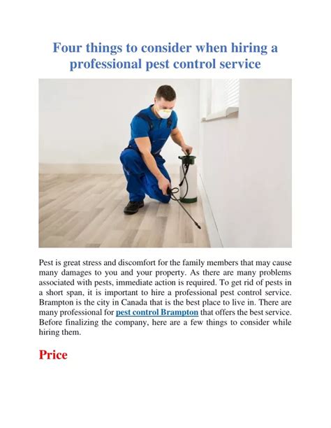 Ppt Four Things To Consider When Hiring A Professional Pest Control Service Powerpoint