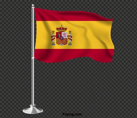 The Flag Of Spain Waving On A Pole With A Black And Yellow Stripe